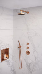 Brauer Gunmetal Edition Complete Built-in Rain Shower with 3-Function Hand Shower, Straight Wall Arm, and 20/30 cm Head Shower - Set 8 - Gunmetal Brushed PVD