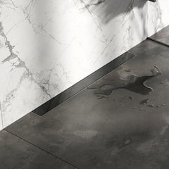 Brauer Douchegoot - 70x7.5cm - muurflens - tegelinlegrooster omkeerbaar - RVS - geborsteld gunmetal