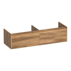 BRAUER Embrace Wavy 140 base cabinet with 2 soft-close handleless drawers and 2 siphon cutouts Honey