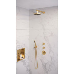 Brauer Gunmetal Edition Complete Built-in Rain Shower with 3-Function Hand Shower, Straight Wall Arm, and 20/30 cm Head Shower - Set 8 - Gunmetal Brushed PVD