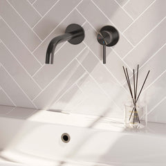 BRAUER Carving Wastafelmengkraan inbouw - gebogen uitloop links/rechts - hendel lang smal carving-