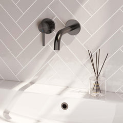 BRAUER Carving Wastafelmengkraan inbouw - gebogen uitloop links/rechts - hendel lang smal carving-