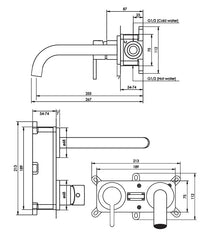 Brauer Edition - ColdStart - wastafelkraan inbouw - gebogen uitloop en rozetten - model A2