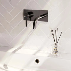 Brauer Black Edition ColdStart wastafelkraan inbouw gebogen uitloop met achterplaat model A2