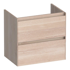 BRAUER Inspire shallow base cabinet 60 with 2 soft-close handleless drawers and 1 siphon cutout slatted oak white