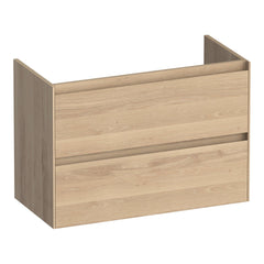 BRAUER Inspire shallow base unit 80 with 2 soft-close drawers handleless and 1 siphon cut-out slatted natural oak
