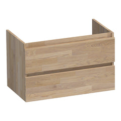 BRAUER Joy shallow base cabinet 80 with 2 soft-close handleless drawers and 1 siphon cut-out finger joint oak grey