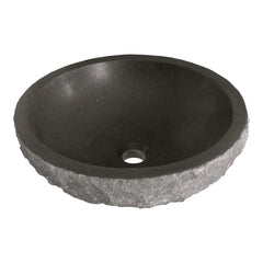 BRAUER Molten waskom 42cm rond hamerslag natuursteen basalt antraciet