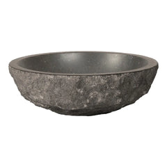 BRAUER Molten waskom 42cm rond hamerslag natuursteen basalt antraciet