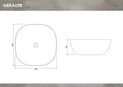 BRAUER Wind waskom - 41cm - rechthoekig afgerond - keramiek hoogglans wit