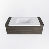 MONDIAZ BUKLA 100cm badmeubel onderkast kleur Dark Brown met 1 lade. Wastafel CLOUD midden 1 kraangat kleur Talc.