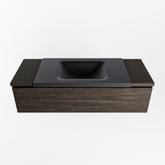 MONDIAZ BUKLA 120cm badmeubel onderkast kleur Dark Brown met 1 lade. Wastafel CLOUD midden 0 kraangaten kleur Urban.