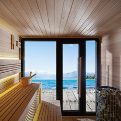 AWT Gartensauna Saunahaus THE CUBE X2 Hemlock 250x250 9kW Cilindro