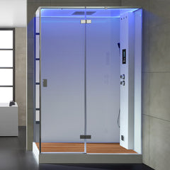 AWT Dampfdusche LD211F15 mit Duschtasse weiß 150x90 rechts