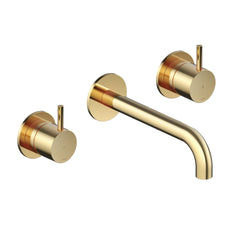 Hotbath Cobber CB005T afbouwdeel 3 gats 18 cm uitloop Gepolijst Messing