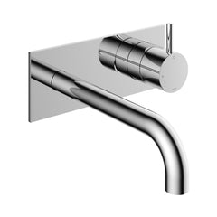 Hotbath Cobber CB006 afbouwdeel wastafelkraan met achterplaat 18 cm uitloop Geborsteld Nikkel