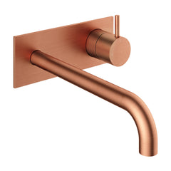 Hotbath Cobber CB006 afbouwdeel wastafelkraan met achterplaat 25 cm uitloop Geborsteld Nikkel