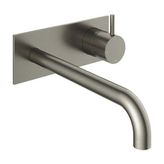 Hotbath Cobber CB006 afbouwdeel wastafelkraan met achterplaat 25 cm uitloop Geborsteld Nikkel