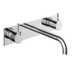 Hotbath Cobber CB006TEXT afbouwdeel wastafelkraan 3-gats met achterplaat - uitloop 18 cm - Chroom