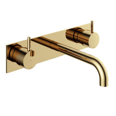 Hotbath Cobber CB006T afbouwdeel wastafelkraan 3-gats met achterplaat en 18 cm uitloop Geborsteld Messing