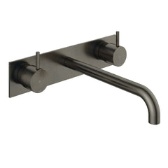 Hotbath Cobber CB006TEXT afbouwdeel wastafelkraan 3-gats met achterplaat - uitloop 25 cm - Verouderd IJzer