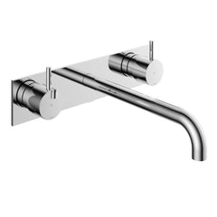 Hotbath Cobber CB006TEXT afbouwdeel wastafelkraan 3-gats met achterplaat - uitloop 25 cm - Chroom