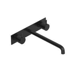 Hotbath Cobber CB006TEXT afbouwdeel wastafelkraan 3-gats met achterplaat - uitloop 25 cm - Geborsteld Zwart PVD