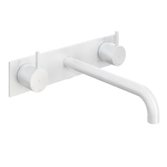 Hotbath Cobber CB006TEXT afbouwdeel wastafelkraan 3-gats met achterplaat - uitloop 25 cm - Mat Wit