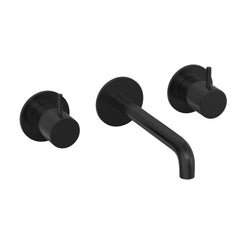 Hotbath Cobber CB105TEXT18 afbouwdeel voor 3-gats inbouw wastafelkraan - 18cm uitloop - Geborsteld Zwart PVD