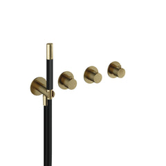 Hotbath Cobber CB7171EXT afbouwdeel voor inbouwthermostaat met 2 stopkranen - Geborsteld Messing