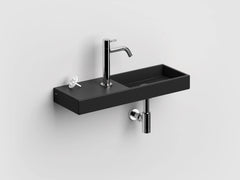 Clou Mini Wash Me fontein 56cm, zonder kraangat - rechts - mat zwart keramiek - CL/03.12241
