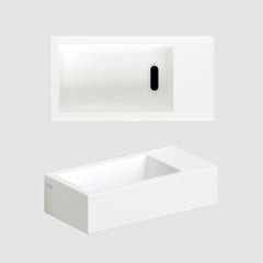 Clou Flush 3 fontein zonder kraangat, met plug, rechts, mat wit keramiek - CL/03.02031