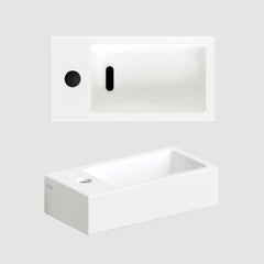 Clou Flush 3 fontein met kraangat en plug, links, mat wit keramiek - CL/03.02032