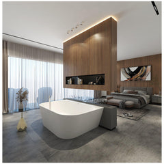 Crosstone by Arcqua Evi XL solid surface half vrijstaand ligbad 180x120x57 mat wit