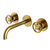 Hotbath Cobber @work CW005TEXT18 afbouwdeel - inbouw wastafelkraan met 18cm uitloop Geborsteld Messing PVD