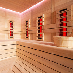 AWT Sauna E1613C-IR Hemlock 180x180 9kW TheWall