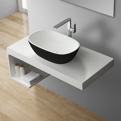 StoneArt Wastafel LC151 zwart-wit mat - 57x33 cm