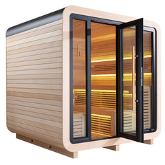 AWT Gartensauna Saunahaus THE CUBE X1 Hemlock 225x225 zonder oven