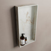 MONDIAZ EASY Niche 59.5x29.5cm in solid surface colour Frappe. 1 compartment suitable for recessed or surface mounting
