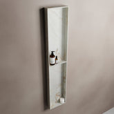 MONDIAZ EASY Niche 89.5x29.5cm in solid surface colour Frappe. 2 compartments suitable for recessed or surface mounting