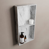 MONDIAZ EASY Niche 59.5x29.5cm in solid surface color Glace. 2 compartments suitable for recessing or surface mounting