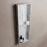 MONDIAZ EASY Niche 59.5x29.5cm in solid surface Glace color. 3 compartments, suitable for flush or surface mounting