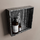 MONDIAZ EASY Niche 29.5x29.5cm in solid surface Lava color. 1 compartment suitable for recessed or surface mounting