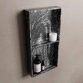MONDIAZ EASY Niche 59.5x29.5cm in solid surface colour Lava. 2 compartments suitable for recessed or surface mounting