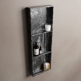 MONDIAZ EASY Niche 89.5x29.5cm in solid surface colour Lava. 3 compartments suitable for recessing or surface mounting