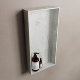 MONDIAZ EASY Niche 59.5x29.5cm in solid surface colour Opalo. 1 compartment suitable for recessed or surface mounting