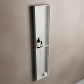 MONDIAZ EASY Niche 89.5x29.5cm in solid surface colour Opalo. 2 compartments suitable for flush or surface mounting