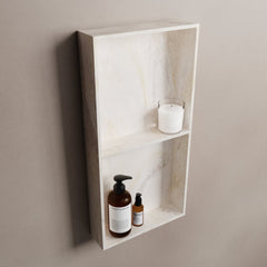 MONDIAZ EASY Nis 59,5x29,5cm in solid surface kleur Ostra. 2 vakken geschikt voor in- of opbouw