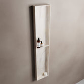 MONDIAZ EASY Niche 89.5x29.5cm in solid surface colour Ostra. 2 compartments suitable for recessing or surface mounting