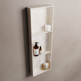 MONDIAZ EASY Niche 89.5x29.5cm in solid surface colour Ostra. 3 compartments suitable for flush or surface mounting